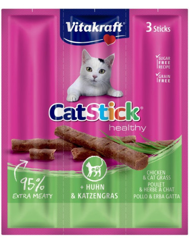 Vitakraft Cat Stick Mini z kurczakiem i kocią trawą 18g
