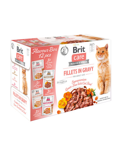 Brit Care Cat Fillets In Gravy Flavour Box filety w sosie Multipack 12x85g