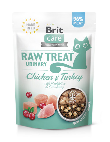 Brit Raw Treat Cat Urinary - liofilizowany przysmak z kurczakiem i indykiem 40g