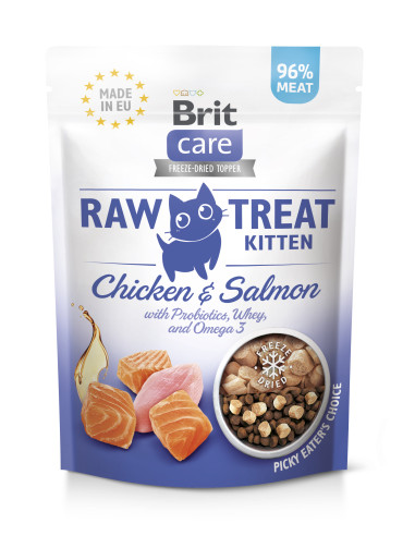 Brit Raw Treat Cat Kitten - liofilizowany przysmak z kurczakiem i łososiem 40g