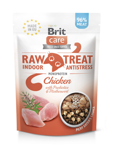 Brit Raw Treat Cat Indoor & Antistress - liofilizowany przysmak z kurczakiem 40g