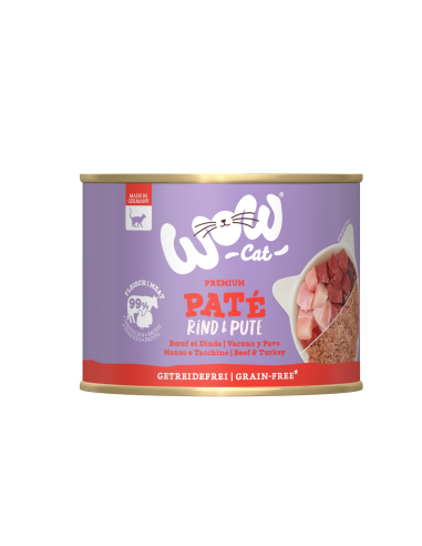 WOW Cat Pate Rind & Pute - Wołowina i indyk 200g