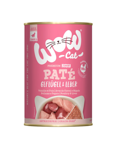 WOW Cat Pate Junior Kitten Geflugel & Leber - Drób z wątróbką 400g