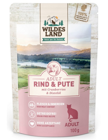 Wildes Land Cat Classic Adult Rind & Pute - Wołowina z indykiem 100g