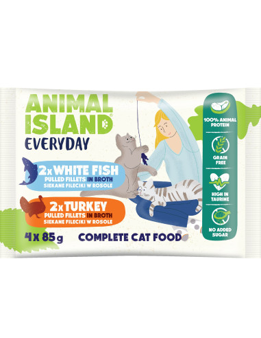 Animal Island Everyday 4 pack - Biała ryba, Indyk 4 x 85g