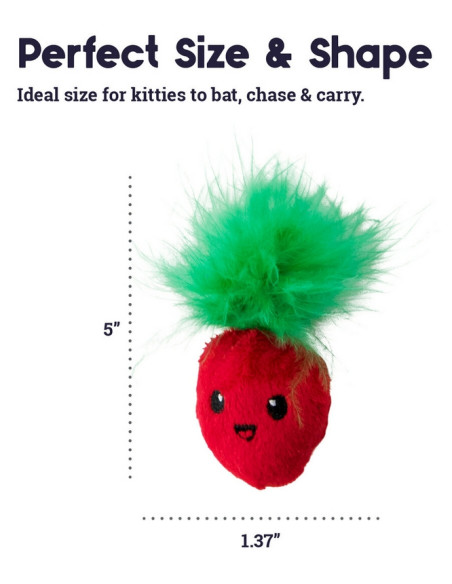 Petstages Straw-Babies Cat Dental Catnip Toy - Truskaweczki