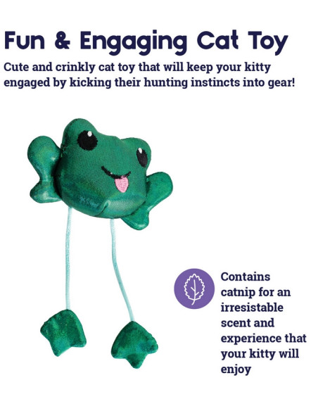 Petstages Toss 'N Dangle Frog Catnip Cat Toy - Dyndająca żaba