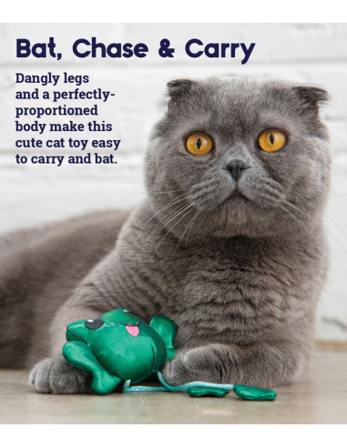 Petstages Toss 'N Dangle Frog Catnip Cat Toy -...