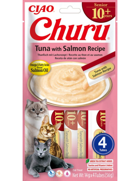 Inaba Cat Churu for Senior - Tuna with Salmon Recipe 4x14g (56g)