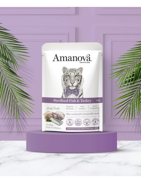 Amanova Cat Sterilised Fish & Turkey - Biała ryba i indyk saszetka 85g