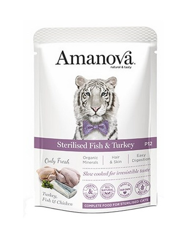 Amanova Cat Sterilised Fish & Turkey - Biała...