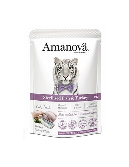 Amanova Cat Sterilised Fish & Turkey - Biała ryba i indyk saszetka 85g