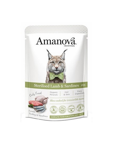 Amanova Cat Sterilised Lamb & Sardines - Jagnięcina i sardynki saszetka 85g