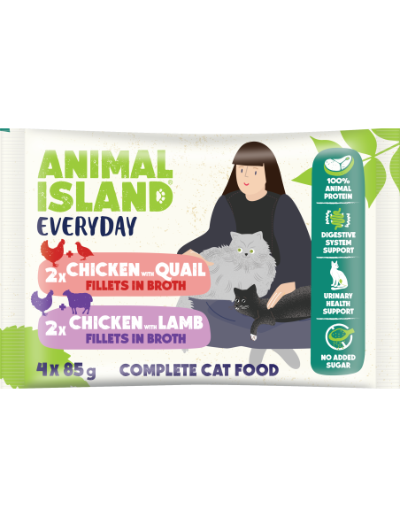 Animal Island Everyday 4 pack - Kurczak i przepiórka oraz Kurczak i jagnięcina w sosie 4x85g