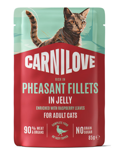 Carnilove Cat Jelly Pheasant - Bażant z liśćmi...