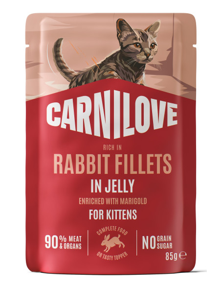 Carnilove Cat Jelly Kitten Rabbit - Królik z nagietkiem w galaretce 85g