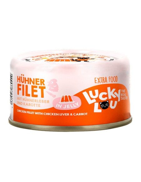 Lucky Lou Extrafood Kurczak i wątróbka z kurczaka w galaretce puszka 70g