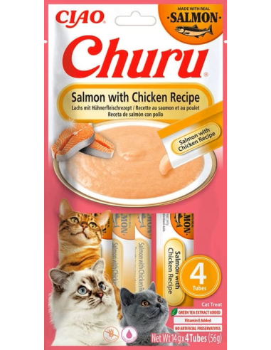 Inaba Ciao Cat Churu - Łosoś z kurczakiem 4x14g...