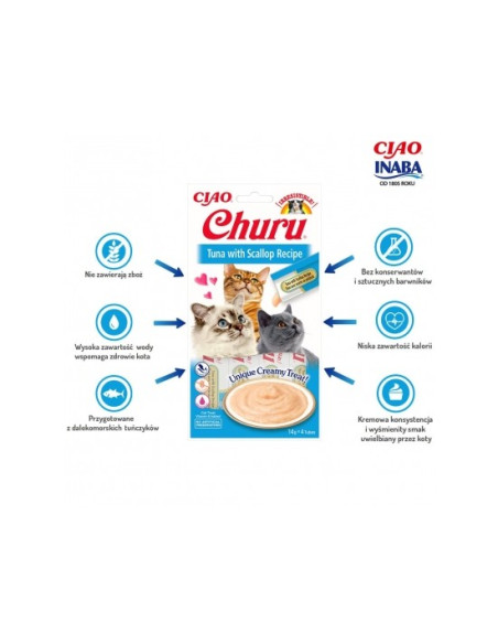 Inaba Ciao Churu dla kota - Tuńczyk i przegrzebki 4x14g